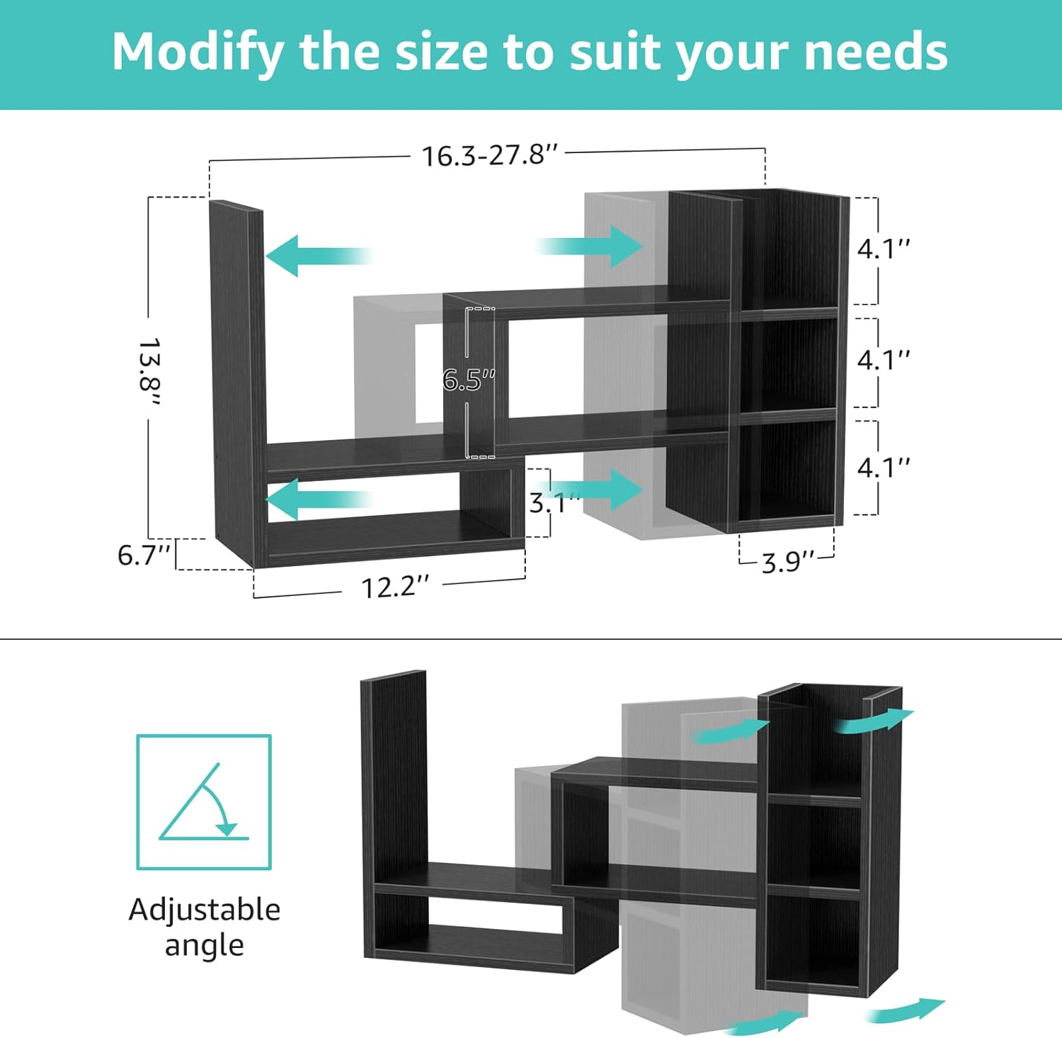 Desk Shelves Desktop Organizer Shlef - Black Office Organization for Top of Desk Organizers and Accessories Corner Bookshelf Table Top Shelving Small Hutch Decorations for Office