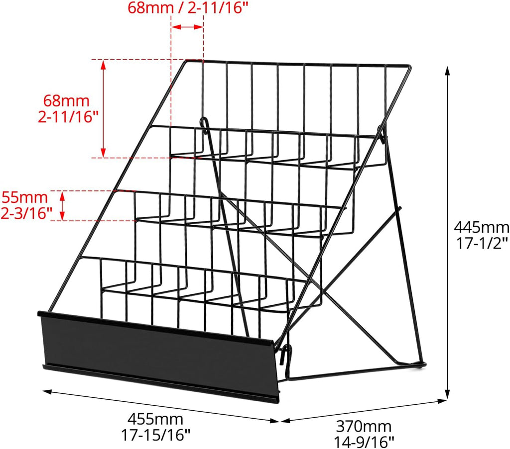 QWORK 4-Tiered Metal Book Display Stand,18.4 x 16.6 x 14.5, Book Signing Wire Rack, Tabletop CD Display Magazine Rack
