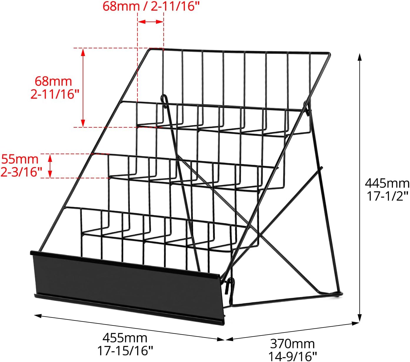 QWORK 4-Tiered Metal Book Display Stand,18.4 x 16.6 x 14.5, Book Signing Wire Rack, Tabletop CD Display Magazine Rack
