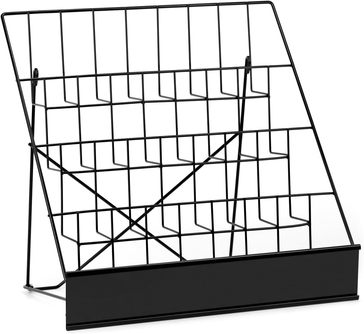 QWORK 4-Tiered Metal Book Display Stand,18.4 x 16.6 x 14.5, Book Signing Wire Rack, Tabletop CD Display Magazine Rack