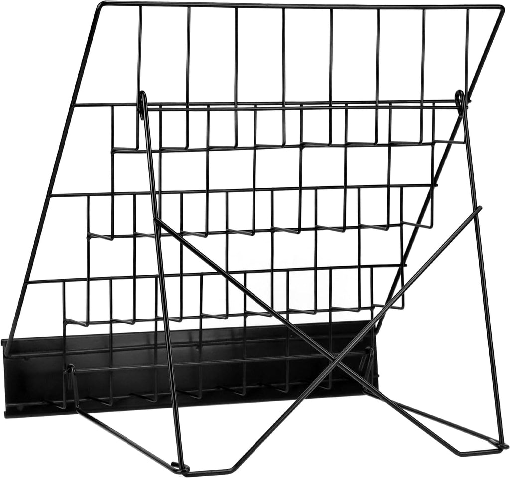 QWORK 4-Tiered Metal Book Display Stand,18.4 x 16.6 x 14.5, Book Signing Wire Rack, Tabletop CD Display Magazine Rack