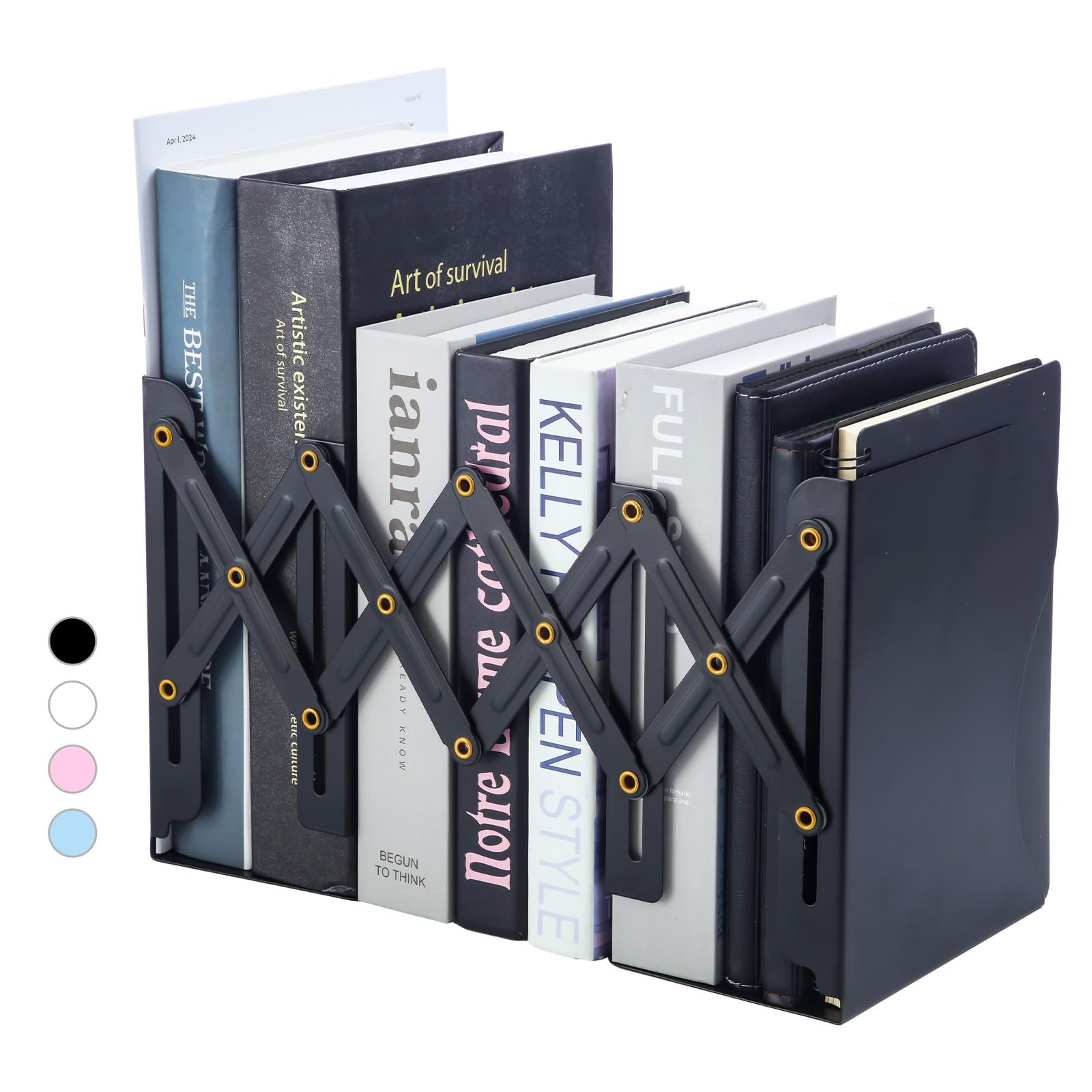 M&G Adjustable Bookends Book Ends for Shelves, Metal Bookend for Heavy Books, Desk Magazine File Organizer Holder Extends up to 20in, Book Stopper for Home, Office, Classroom (Blue)