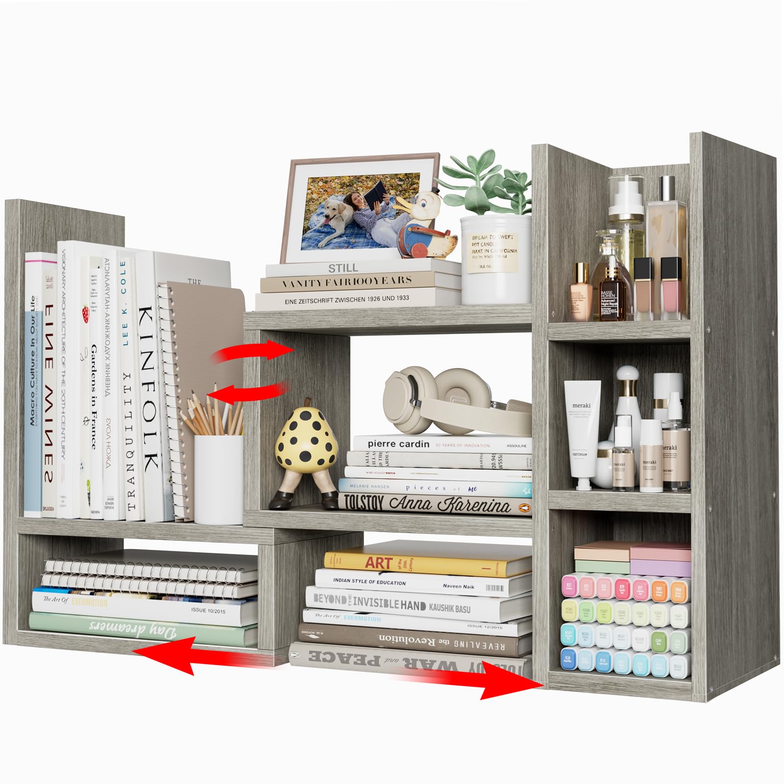 Desk Shelves Desktop Organizer Shlef - Black Office Organization for Top of Desk Organizers and Accessories Corner Bookshelf Table Top Shelving Small Hutch Decorations for Office