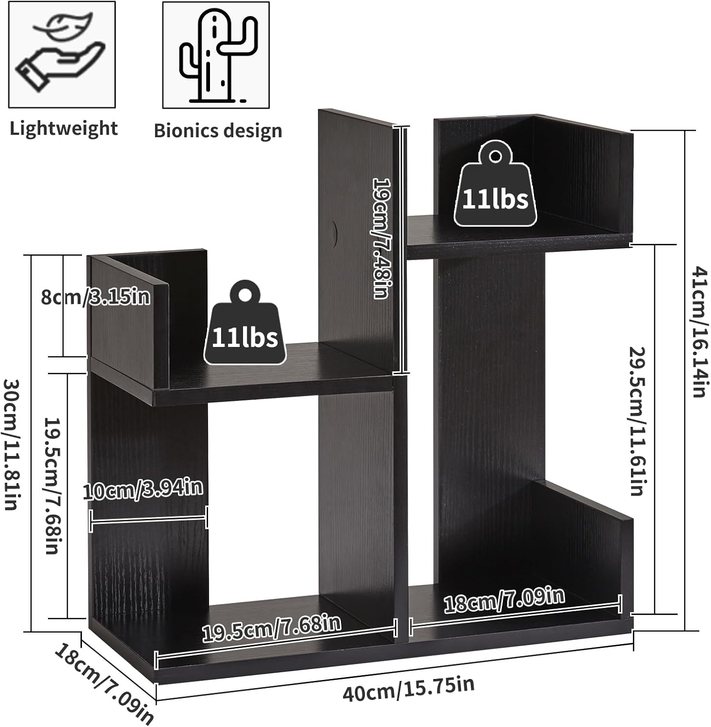 Book Organizer for Desk, Cute Desk Top Organizing, Tree Bookshelf Unique Nursery Bookcase, Book Ends for Desk, Book Holder for Shelf Black YD-DSR002B