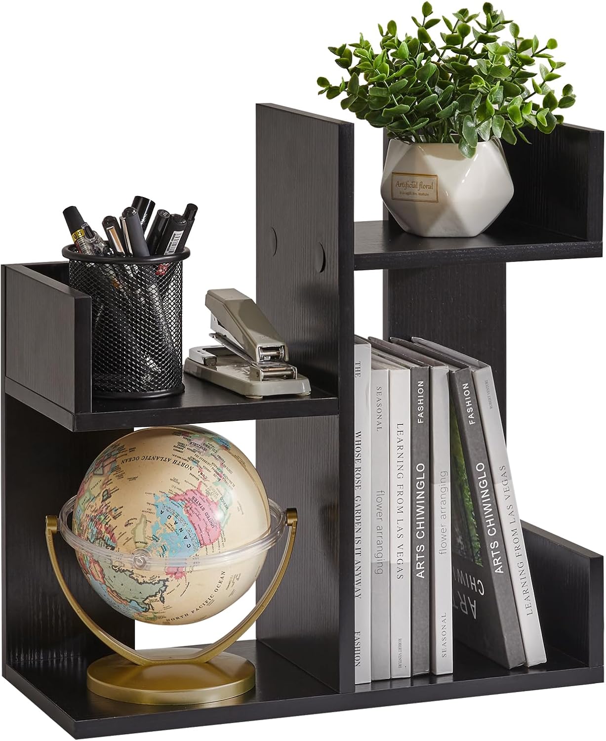 Book Organizer for Desk, Cute Desk Top Organizing, Tree Bookshelf Unique Nursery Bookcase, Book Ends for Desk, Book Holder for Shelf Black YD-DSR002B