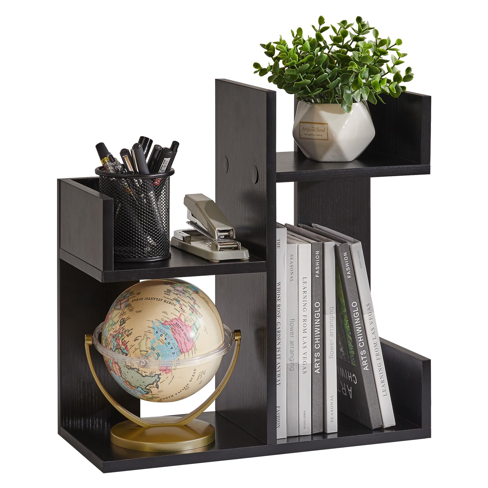 Book Organizer for Desk, Cute Desk Top Organizing, Tree Bookshelf Unique Nursery Bookcase, Book Ends for Desk, Book Holder for Shelf Black YD-DSR002B