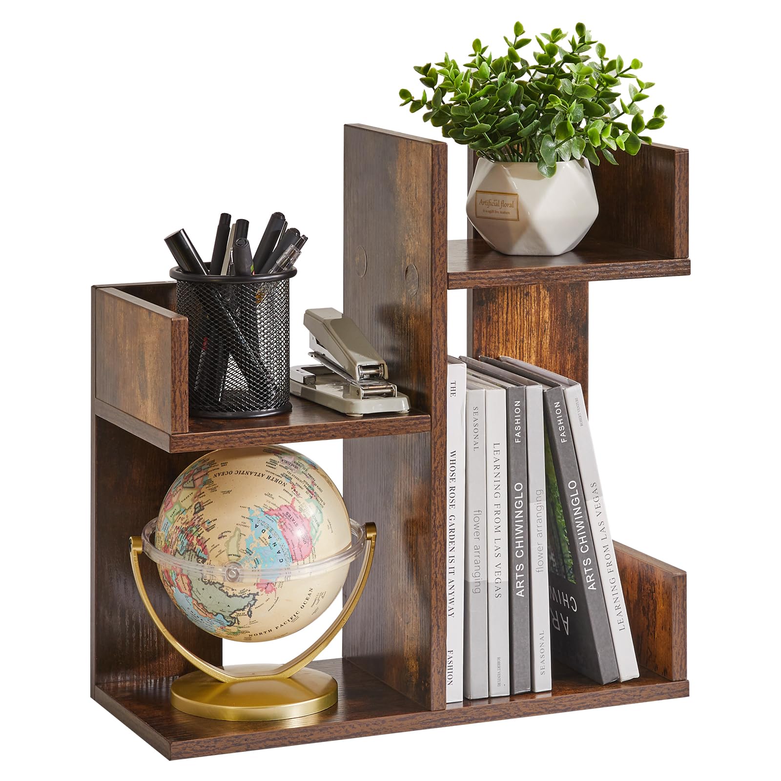 Book Organizer for Desk, Cute Desk Top Organizing, Tree Bookshelf Unique Nursery Bookcase, Book Ends for Desk, Book Holder for Shelf Black YD-DSR002B