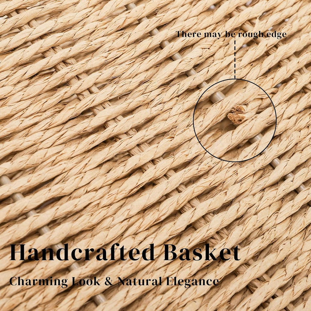 Woven Magazine Holder, Narrow Book Basket with Built-in Handles, Large 15'' x 6'' x 11'' File Storage Newspaper Organizer for Living Room, Bedroom, Office, Bathroom