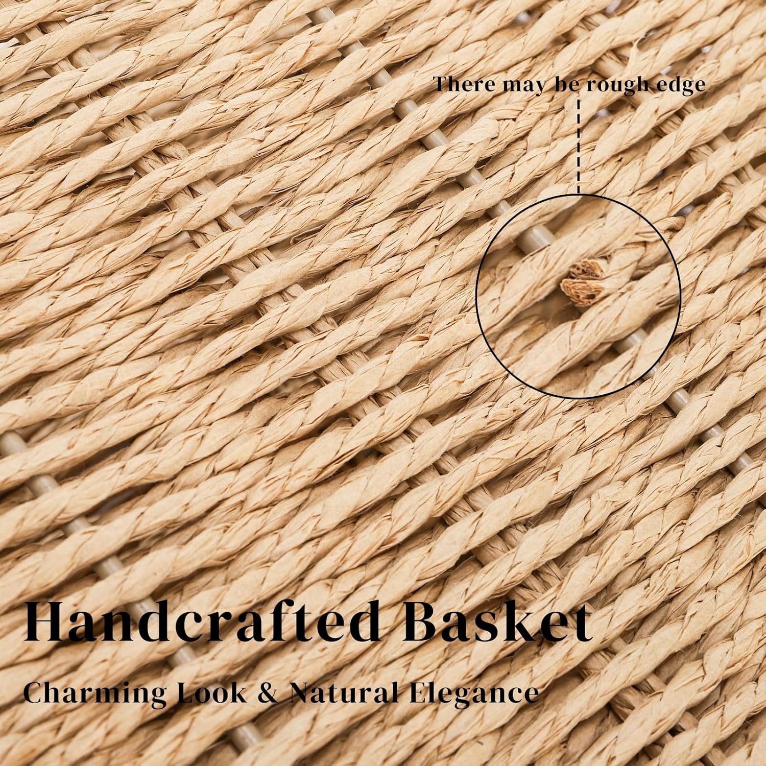 Woven Magazine Holder, Narrow Book Basket with Built-in Handles, Large 15'' x 6'' x 11'' File Storage Newspaper Organizer for Living Room, Bedroom, Office, Bathroom